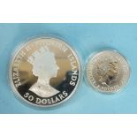 An Elizabeth II silver Pitcairn Islands 'Establishment of Settlement 1790-1990' 50-Dollars coin