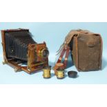 The National Camera mahogany and brass half-plate camera, with two Thornton Pickard numbered half-