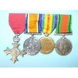 A Civilian MBE with case and WWI and WWII group of three medals awarded to Barkel Cornelius James