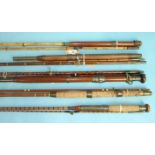 Bulcock & Son, Clitheroe, a 6ft 2-piece split-cane spinning rod with ceramic-lined funnel eyes and