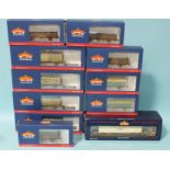 Bachmann OO Gauge, four 37-604A VGA Sliding Wall Vans and eight other wagons, all boxed, (12).