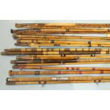 A 2-piece whole cane beachcaster rod, a 10ft bamboo pier rod and eight other cane and bamboo