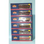 Bachmann OO Gauge, six various boxed coaches, (one with inner plastic packaging missing) (6).