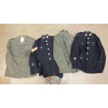 A quantity of Royal Marine uniform: No.1 dress, size 25, lovat worsted, size 34, another, similar,