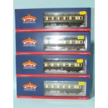 Bachmann OO Gauge, four GWR Collett coaches, chocolate and cream, all boxed, (4).