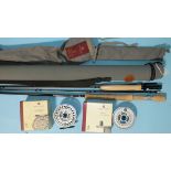 A Hardy Ultralite 10ft 6-inch #7 two-piece graphite fly rod, in bag and tube, (rod tip damaged),