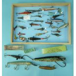 A collection of baits, including an Allcocks Feathero minnow, in box, Wadhams painted rubber fish