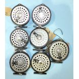 Five 3½-inch Intrepid gear fly reels, together with an Intrepid gear fly king-size reel and a gear