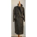 A WWII era officer's leather trench great coat, bearing stamps for the DLV (Deutscher