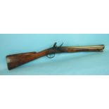 A rare brass-barrelled flintlock mail coach blunderbuss by H.W. Mortimer & Son, Gun Maker to His