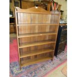 A 20th century oak freestanding open bookshelf, 91cm wide, 140cm high.