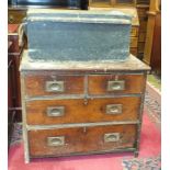 A mahogany military chest section, having two short and two long drawers, 81cm wide, 68cm high,