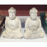 A pair of reconstituted stone Buddha, 45cm high, (2).