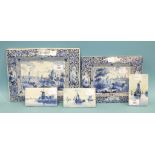 Two early-20th century Faience blue and white wall plaques depicting fishermen, 24 x 19cm and 22 x
