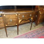 A Georgian-style bow-fronted inlaid mahogany sideboard, 156cm wide.