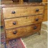 An early-19th century mahogany rectangular three-drawer chest on bracket feet, 100cm wide, 91cm