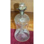 A silver-mounted pinch-glass decanter and stopper, 28cm high.