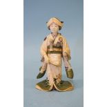 Tomoyuki (Yushi), a fine late okimono-style figure of a hanayome (bride), standing, holding a fan