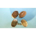 A pair of 9ct gold cufflinks, (monogrammed), 5.6g.