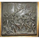 A copper relief plaque depicting 'The Death of Nelson', inscribed England Expects Every Man Will