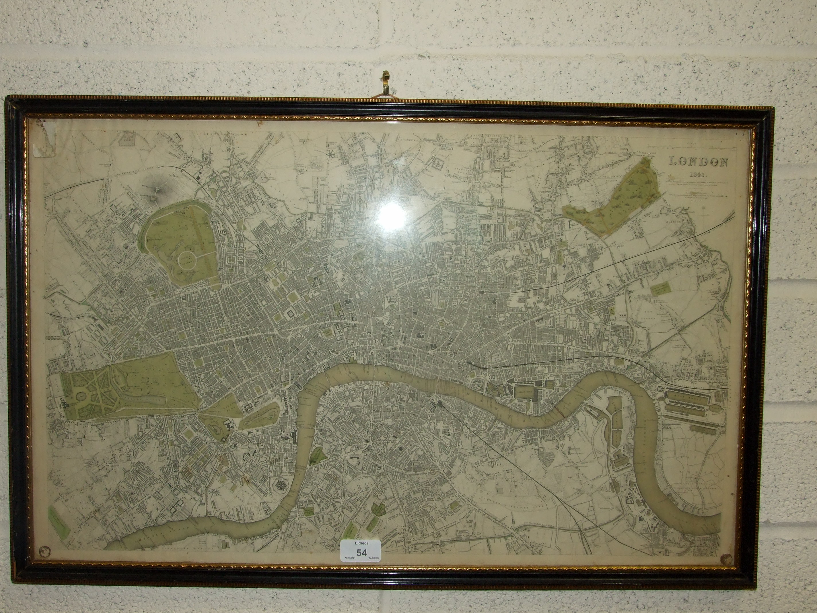 A Davis, engraved map of London 1843, 40 x 66cm and another, 'Teggs New Plan of London 1827', 66 x - Image 2 of 2