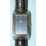 Omega, a rare gentleman's De Ville Automatic wrist watch, the rectangular blue dial with baton and