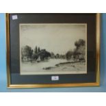 John Fullwood FSA, 'View of the River Thames', dry-point etching, signed artist's proof no. 40/2, 27