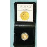 A 1982 proof sovereign in capsule and Royal Mint case, with certificate.