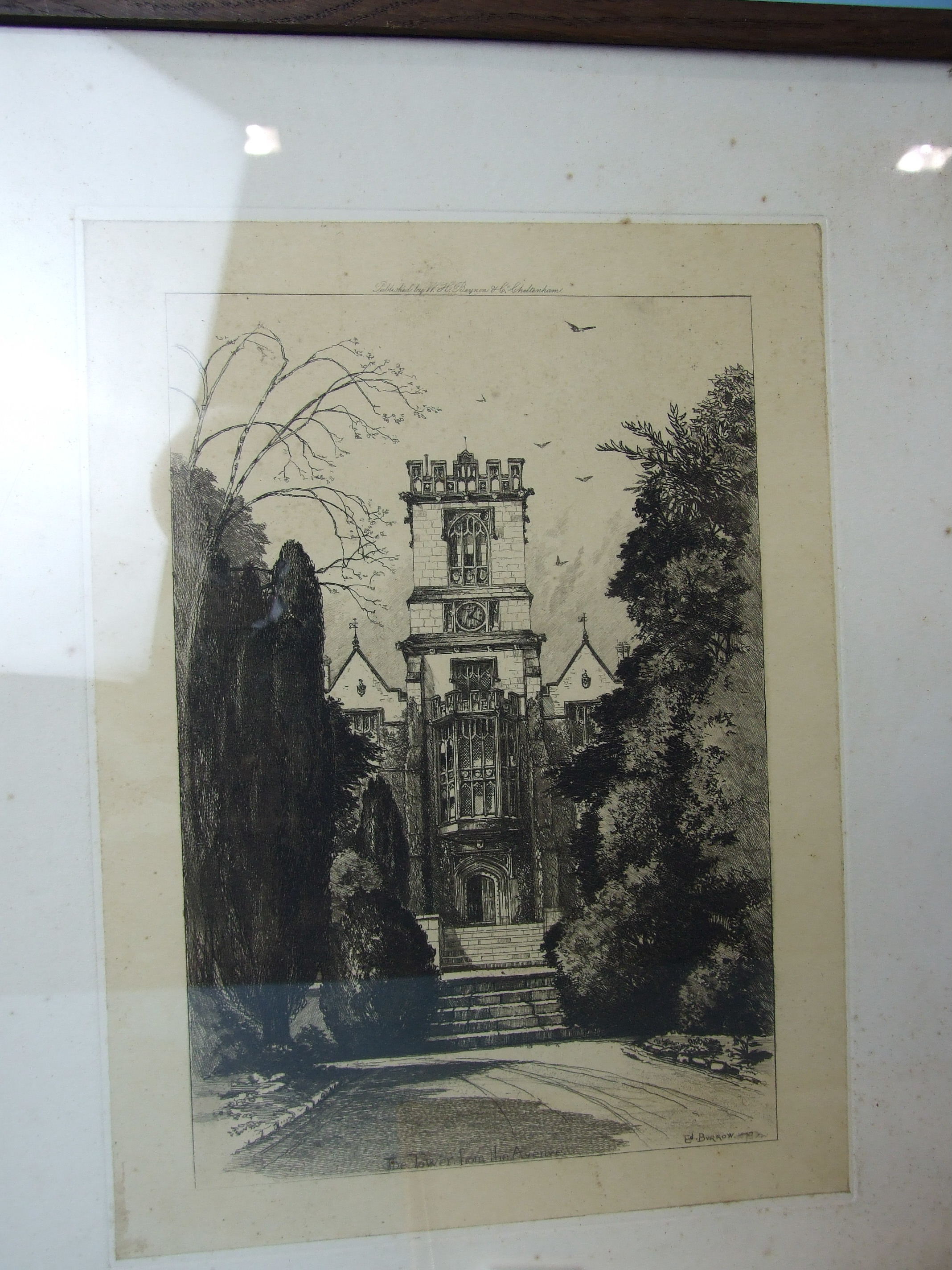 Two engravings, 'Interior and exterior of Kingswood School, Bath', each frame applied with an enamel - Image 4 of 6