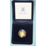 A 1982 proof half-sovereign in capsule and Royal Mint case, with certificate.