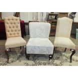 A pair of modern upholstered high-back chairs on carved Braganza style legs, (differently