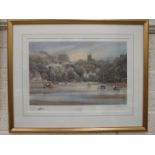Michael D Hill, Tidal Moorings, Noss Mayo, coloured ltd edn print, 5/25, signed, inscribed and dated
