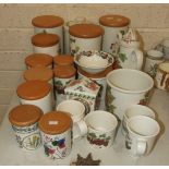 A collection of Portmeirion "Pomona" food jars and ceramics and a damaged "Magic City" pattern