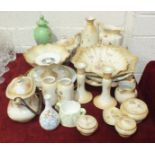 A collection of Fieldings Crown Devon bowls, vases, jugs and other ceramics.