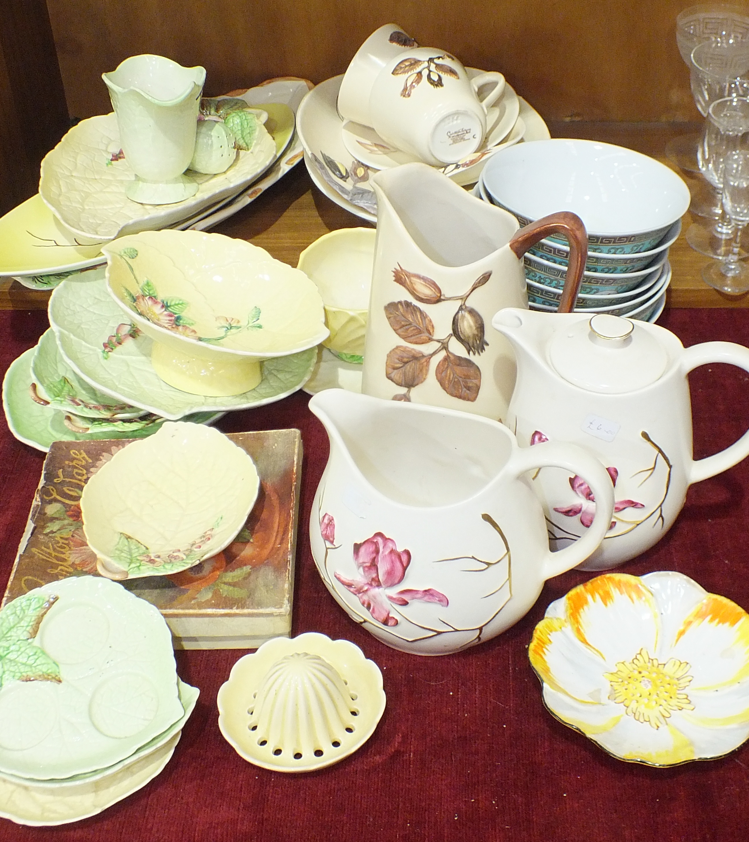 A collection of Carlton Ware "Hazelnut", "Cabbage Leaf" and other dishes and ceramics.