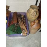 A set of augur bits, a brass and ebony parallel ruler, various tools and other items.