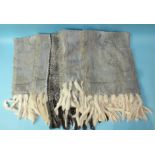 An Indian pure wool scarf with fur trim, 70 x 180cm and four others, similar, all as new, (5).