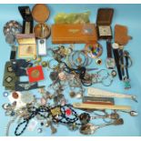 A quantity of costume jewellery, military buttons, badges, etc.