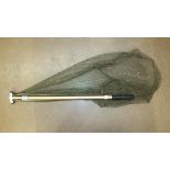 A large modern telescopic landing net and various vintage fishing rods, (a lot).