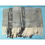 An Indian pure wool scarf with fur trim, 70 x 180cm and four others, similar, all as new, (5).
