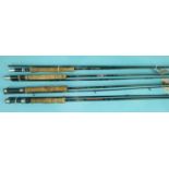 A White River Classic No.6 graphite rod, four other graphite rods, two tubular steel trout rods