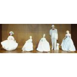 A collection of Royal Doulton figurines: Faith 4151 (in aid of a Breast Cancer charity), Charlotte