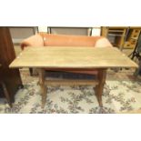 An elm refectory-style kitchen table, 145 x 70cm.