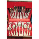 A plated kings pattern cutlery set, six place settings, in fitted canteen, a part canteen of