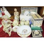 A boxed Wedgwood Peter Rabbit nursery set, a dolls part tea service and other ceramics.