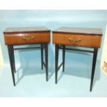 A pair of Meredew lacquered wood bedside tables, 43cm wide.