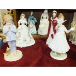 A collection of Royal Worcester figurines, including NSPCC I Hope CW459, and I Pray CW455 and four