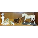 A Beswick figure of a horse, Spirit of Freedom, 2689, white matte, on base, a Beswick cocker