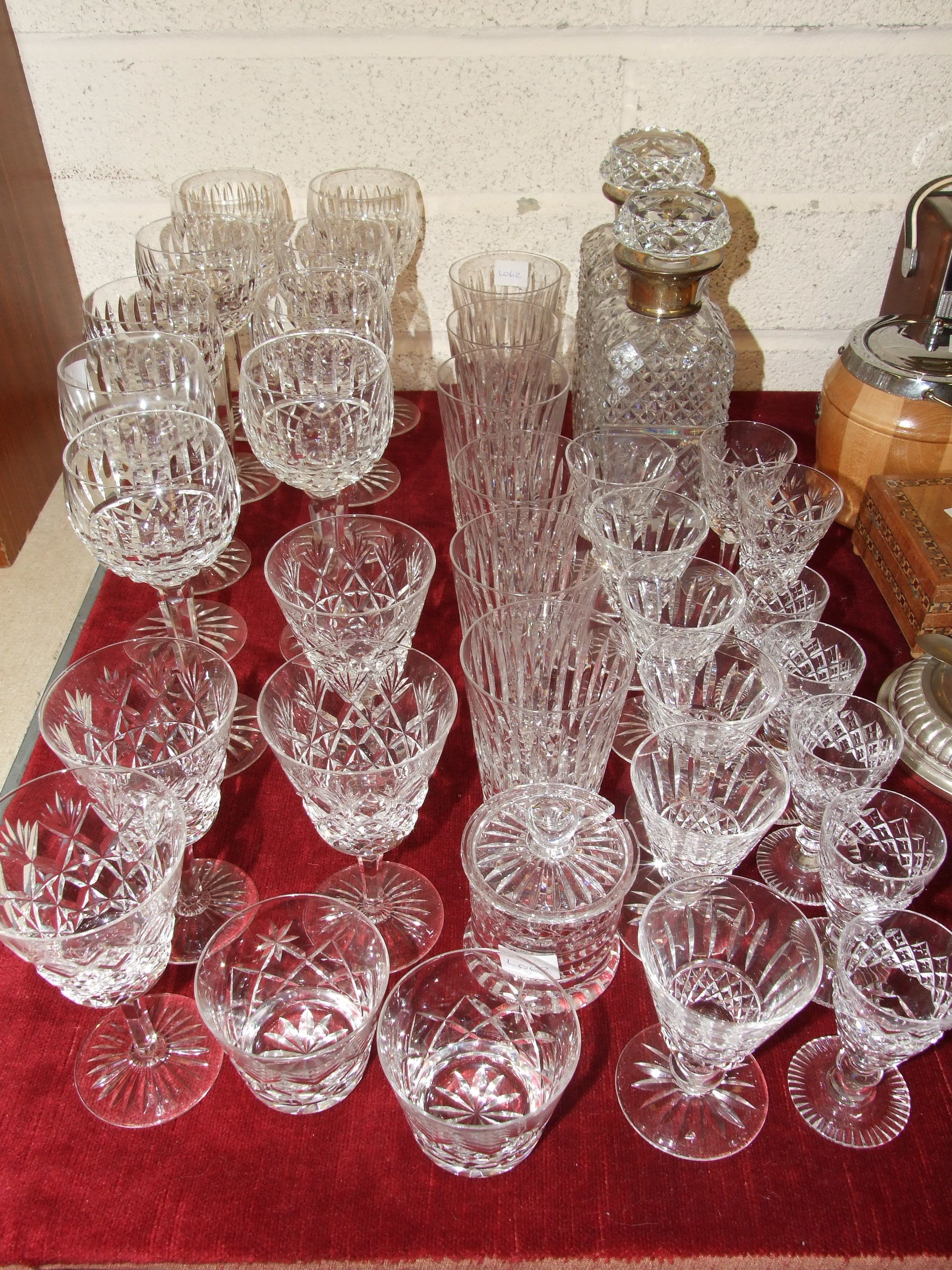 A part-suite of Waterford Lismore crystal, including nine hock glasses, six tumblers and six short-