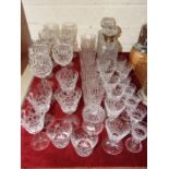 A part-suite of Waterford Lismore crystal, including nine hock glasses, six tumblers and six short-
